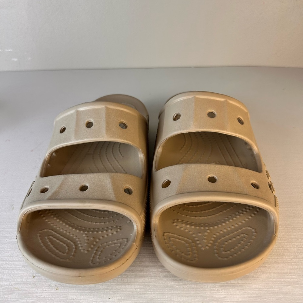 CROCS Baya iconic comfort Beige waterproof slides logo men’s sz 8 women’s sz10 - Picture 5 of 8